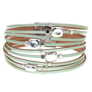Leather Bracelets for Women Multilayer Wide Wrap Bracelet