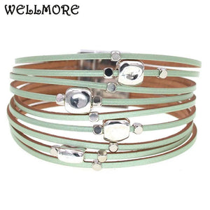 Leather Bracelets for Women Multilayer Wide Wrap Bracelet