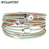 Leather Bracelets for Women Multilayer Wide Wrap Bracelet