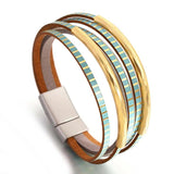 Women's Leather Charm Bracelet Multilayer Wrap Party Jewelry