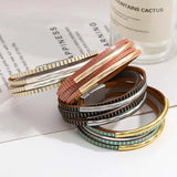 Women's Leather Charm Bracelet Multilayer Wrap Party Jewelry