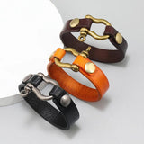 Horseshoe Buckle Cowhide Bracelets Men's Leather Bangles