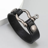Horseshoe Buckle Cowhide Bracelets Men's Leather Bangles