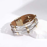 Crystal Cross Leather Wrap Bracelet Boho Charm Wrist Bangle