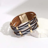 Crystal Cross Leather Wrap Bracelet Boho Charm Wrist Bangle