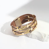 Crystal Cross Leather Wrap Bracelet Boho Charm Wrist Bangle