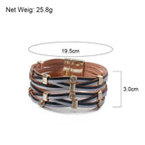 Crystal Cross Leather Wrap Bracelet Boho Charm Wrist Bangle