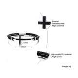 Cross Leather Bracelet Antique Silver Sideways Cross Bracelet For Men