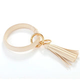 Colorful PU Leather Keyring Bracelets Tassel Wristlet Keychain