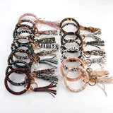 Colorful PU Leather Keyring Bracelets Tassel Wristlet Keychain