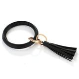 Colorful PU Leather Keyring Bracelets Tassel Wristlet Keychain