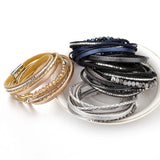Boho Crystal Beads Leather Bracelet Rope Wrap Charm Jewelry