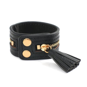 Punk Zipper Tassel Leather Wrap Bracelet Gothic Cuff Jewelry