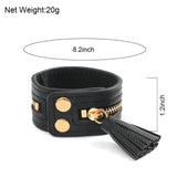 Punk Zipper Tassel Leather Wrap Bracelet Gothic Cuff Jewelry