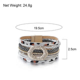 Leopard Leather Bracelet for Women Bohemian Party Beaded Metal Bracelet