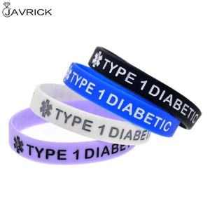 Type 1 Diabetic Insulin Medical Alert ID Silicone Bracelet