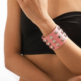 2023 Pink Studded Bracelet Goth Cuff Bracelet for Women