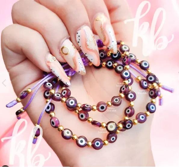 Hand-woven Evil Eye Copper Bead Bracelet