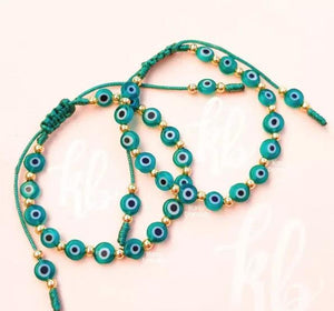 Hand-woven Evil Eye Copper Bead Bracelet