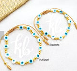 Hand-woven Evil Eye Copper Bead Bracelet