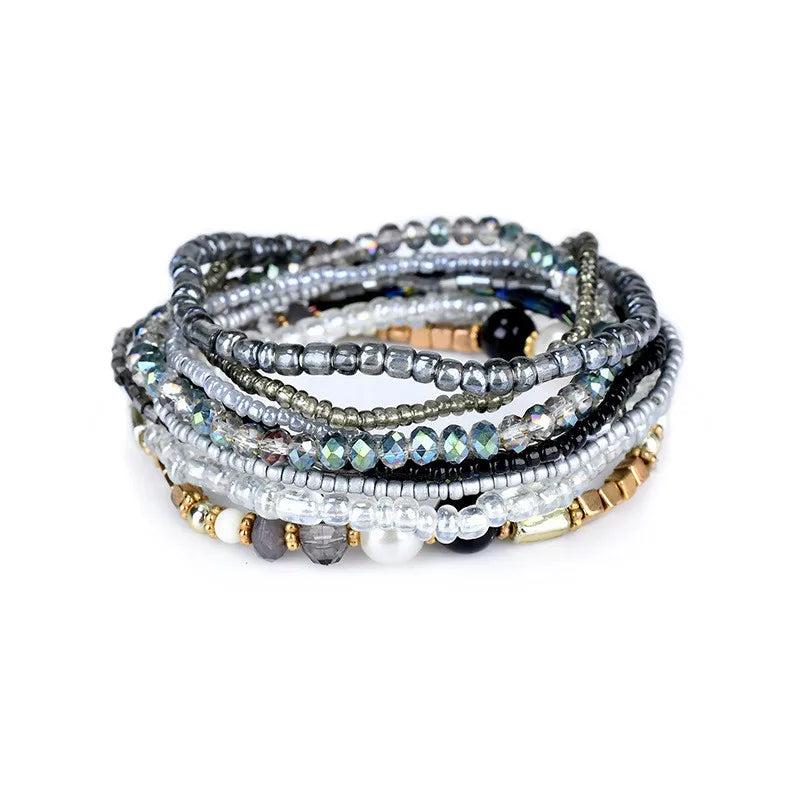 10-Piece Beaded Stacked Stretchy Bracelets Set for Women