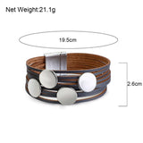 Boho Metal Round Beads Charm Leather Wrap Bracelet for Women