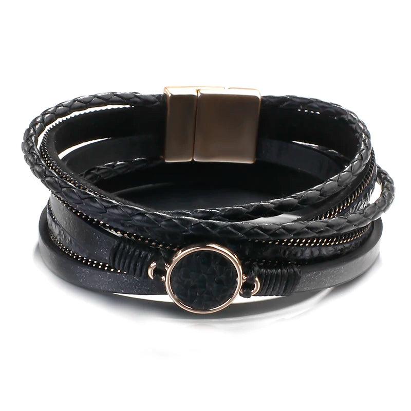 Snake Skin Pattern PU Leather Bracelets Bohemian Charm Wide Wrap Bracelets