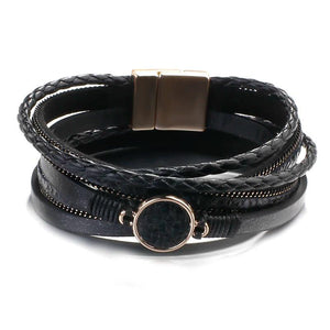 Snake Skin Pattern PU Leather Bracelets Bohemian Charm Wide Wrap Bracelets