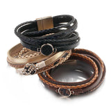 Snake Skin Pattern PU Leather Bracelets Bohemian Charm Wide Wrap Bracelets