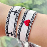 Adjustable Bohemian Style Stackable Fabric Bracelets for Christmas