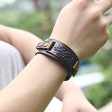 Vintage Punk Wide Belt Leather Bracelet Wristband Cuff Bangle