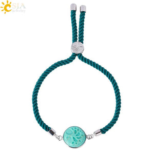 CSJA Healing Tree of Life Tiger Eye Crystal Bracelet for Women
