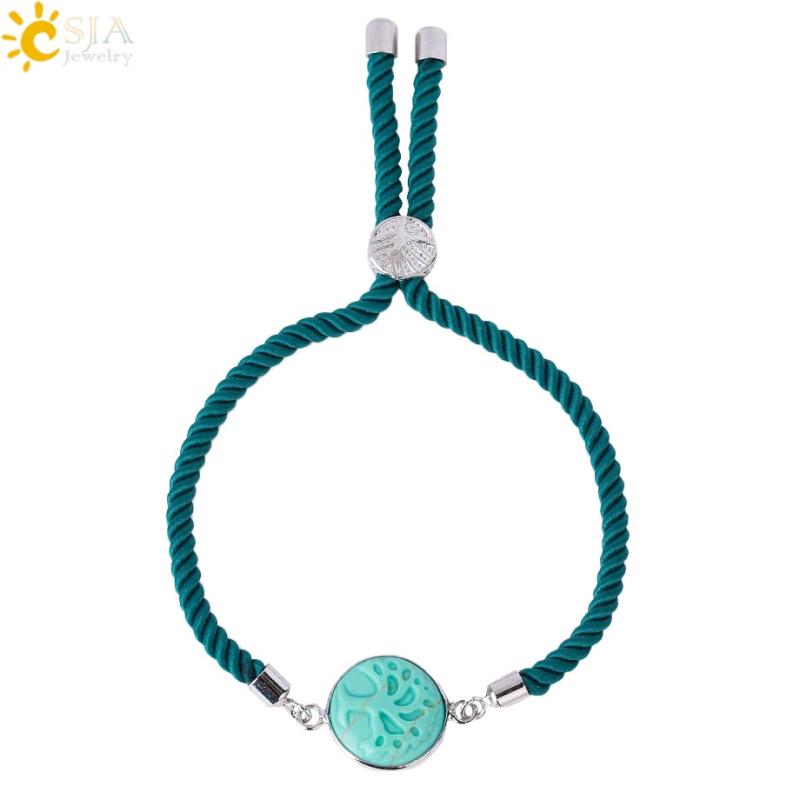CSJA Healing Tree of Life Tiger Eye Crystal Bracelet for Women