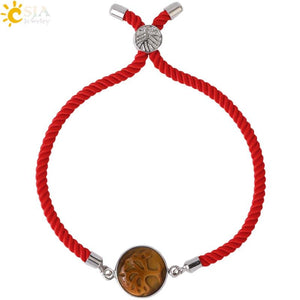 CSJA Healing Tree of Life Tiger Eye Crystal Bracelet for Women