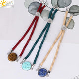 CSJA Healing Tree of Life Tiger Eye Crystal Bracelet for Women
