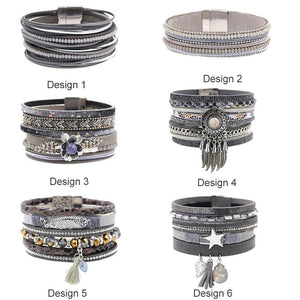 Bohemian Beads Leather Bracelet Vintage Charm Wrap Wristband