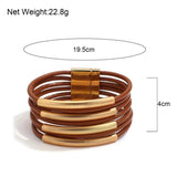 Metal Tube Leather Bracelet for Women