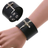 PU Leather Gothic Bracelet Unisex Harajuku Wide Cuff Wrap Bangle