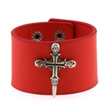 PU Leather Gothic Bracelet Unisex Harajuku Wide Cuff Wrap Bangle