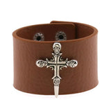PU Leather Gothic Bracelet Unisex Harajuku Wide Cuff Wrap Bangle