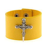PU Leather Gothic Bracelet Unisex Harajuku Wide Cuff Wrap Bangle