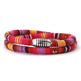 6mm Fabric Rope Boho Bracelet Antique Silver Men's Wristband