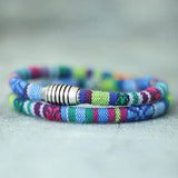 6mm Fabric Rope Boho Bracelet Antique Silver Men's Wristband