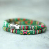 6mm Fabric Rope Boho Bracelet Antique Silver Men's Wristband