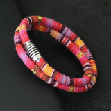 6mm Fabric Rope Boho Bracelet Antique Silver Men's Wristband