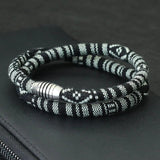 6mm Fabric Rope Boho Bracelet Antique Silver Men's Wristband