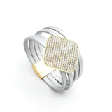 Leather Bracelets Square Crystal Women Bracelet Cuff Multilayer Magnet Clasp