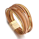 Vintage Metal Beads Multilayer Leather Bracelet for Women