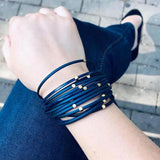 Vintage Metal Beads Multilayer Leather Bracelet for Women