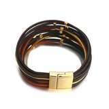 Vintage Metal Beads Multilayer Leather Bracelet for Women